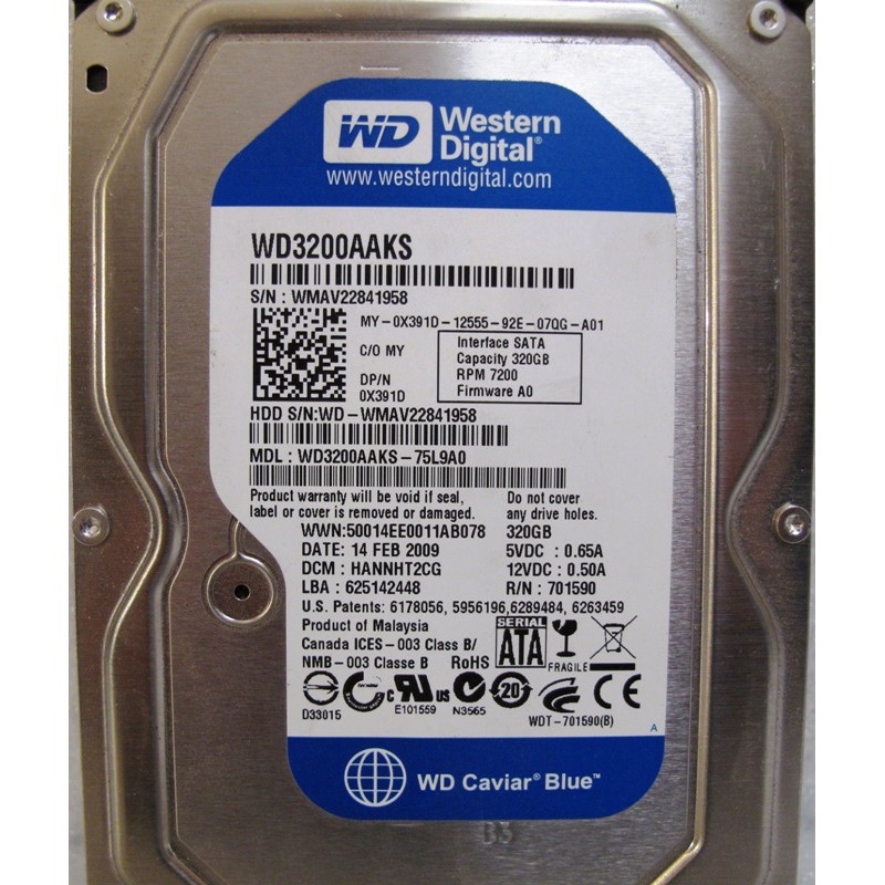 Disque WD3200AAKS 320Go SATA 7200t 3.5"
