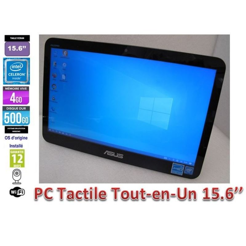 PC AIO Touchscreen ALL-IN-ONE 15.6" ASUS A4110 Intel Celeron CPU N3150 1.6GHz 4Go Ram HDD Sata 500Gb Windows 8 pro