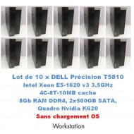 LOT 10 x DELL Precision T5810 Intel Xeon E5-1620 v3 3.5GHz 4C-8T 10Mb, 8GB RAM 2x500GB SATA Nvidia K620 DVD