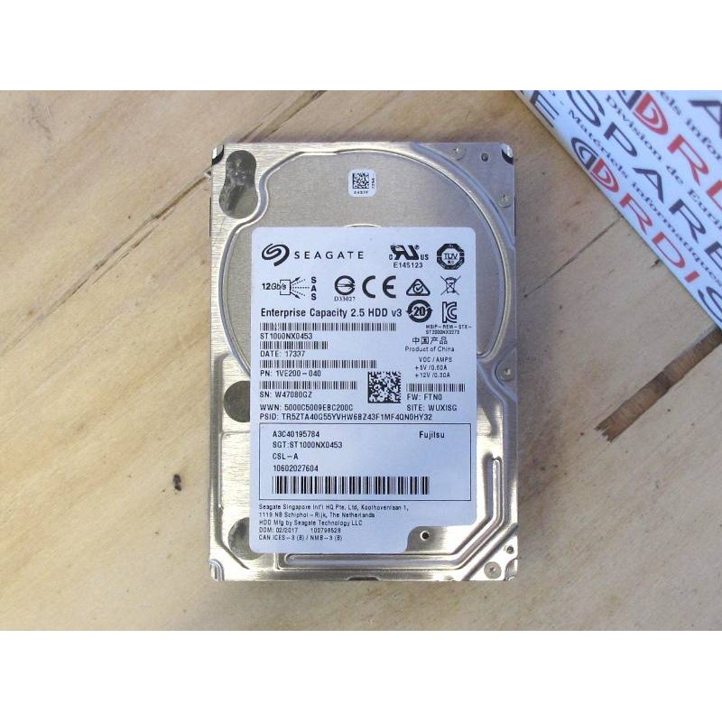Disque 1Tb 7.2K SAS 2.5 FUJITSU 10602027604 A3C40195784 - Seagate ST1000NX0453 pn 1VE200-040