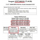 Disque 72GB SUN 390-0213-04 SAS 2,5" 10K - Seagate ST973401SS PN 9Y4066-134