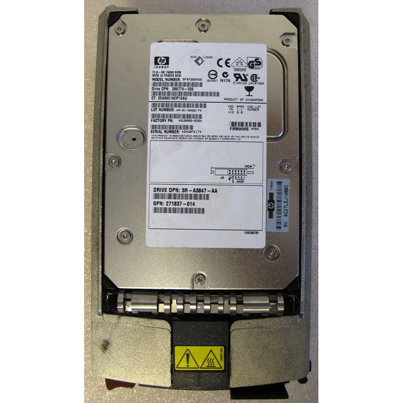 Disque HP 286774-006 73Go SCSI 15K 3.5"