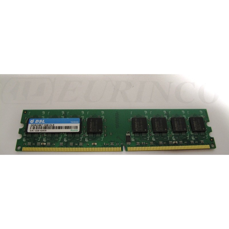 RAM 1GB PC2-5300 DDR2-667MHz CL5 Non ECC Brand DSL RAM 1GB PC2-5300 DDR2-667MHz CL5 Non ECC Brand DSL