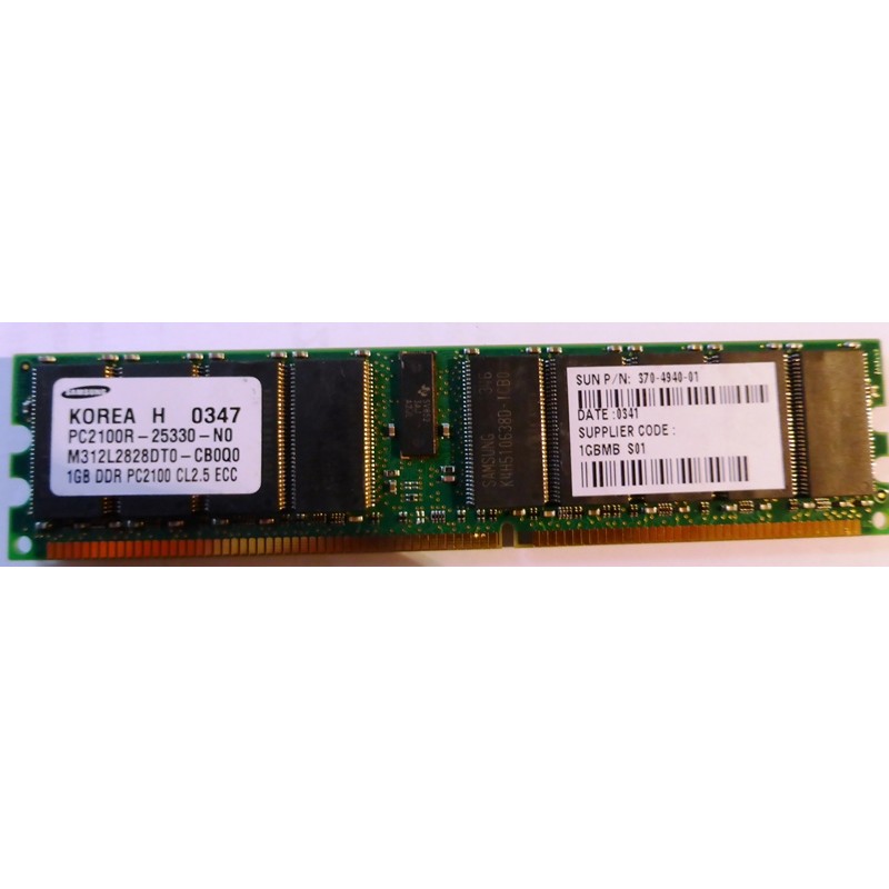 Mémoire 1Gb PC2100R DDR 266MHz CL2.5 ECC HP 261585-041 Samsung M312L2828DT0-CB0Q0 Samsung M312L2828ET0-CB0Q0