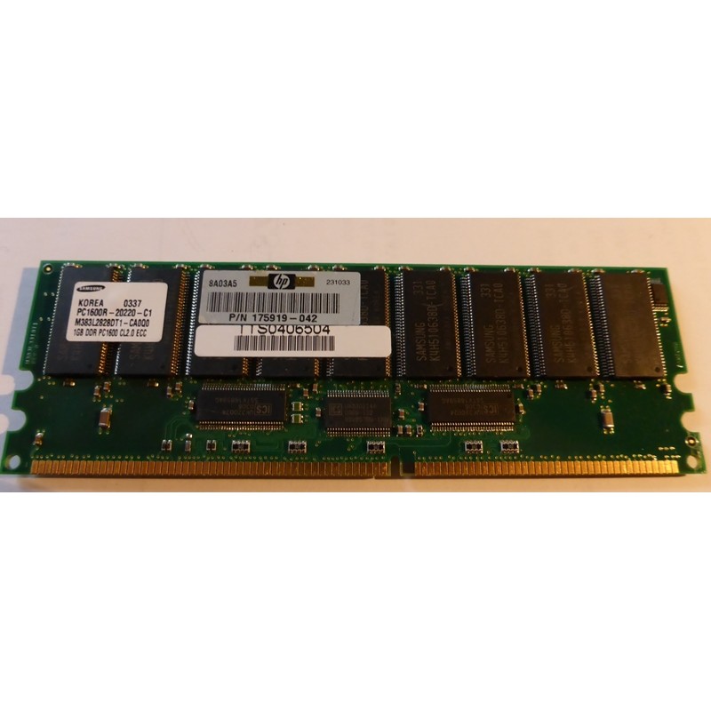 Mémoire 1Gb DDR PC1600 CL2.0 ECC 200MHz HP 175919-042 Samsung M383L2828DT1-CA0Q0