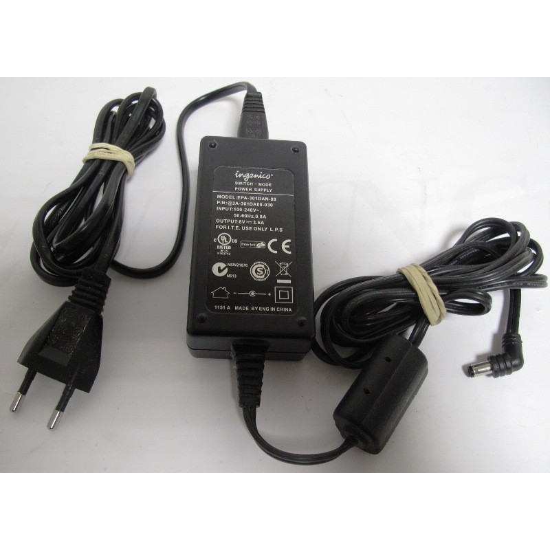 ingenico EPA-301DAN-08 3A-301DAN08-30 Switch Mode AC Power Adapter 30W 8V 3 6A