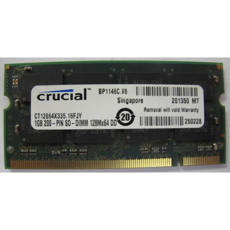 Mémoire SO-DIMM 1Go DDR333 PC2700 CRUCIAL pour PC Portable