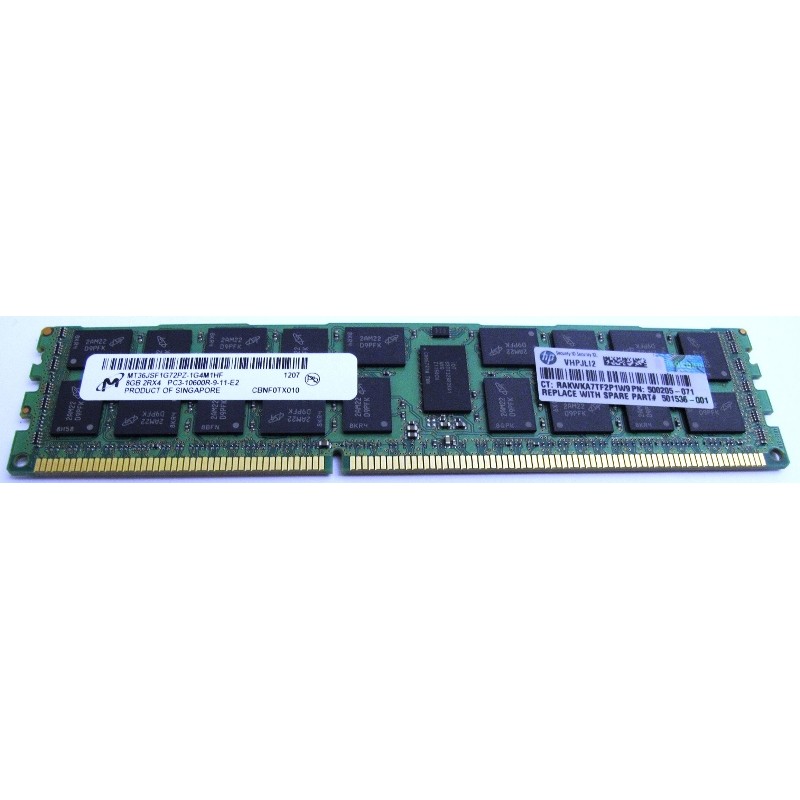 Mémoire 8Gb 2Rx4 PC3-10600R DDR3-1333MHz ECC Micron MT36JSF1G72PZ-1G4M1HF HP 500205-071 SP 501536-001