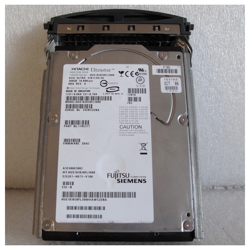 Disque 300Gb 10K SCSI 3.5" Fujitsu A3C40065002 S26361-H873-V100 HITACHI HUS103030FL3800 Disque 300Gb 10K SCSI 3.5" Fujitsu A3C40065002 S26361-H873-V100 HITACHI HUS103030FL3800