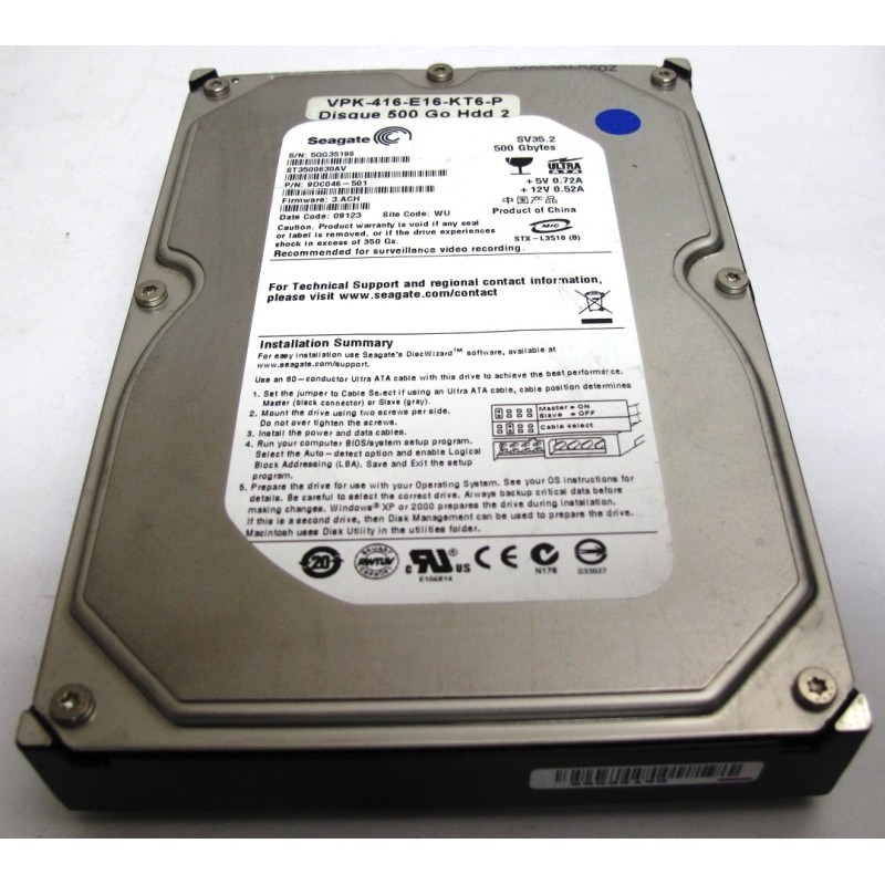 Disque Seagate SV35.2 ST3500630AV 500Gb IDE 7200t 3.5"