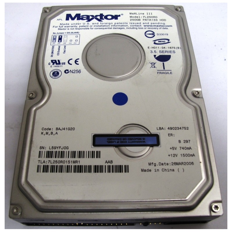 Disque Maxtor 7L250R0 MAXLine III 250Gb PATA133 7200t 3.5"